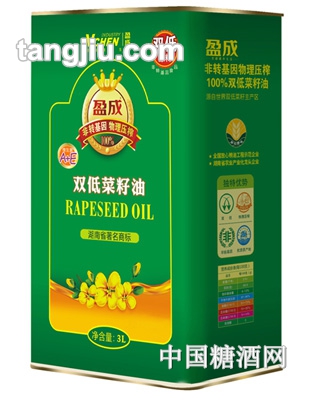 盈成非轉基因物理壓榨99%雙低菜籽油3L