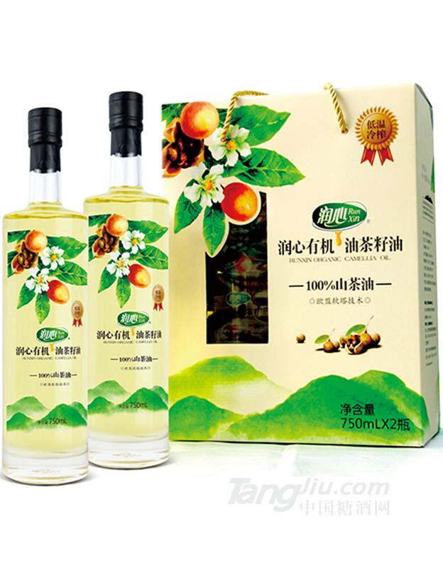 潤(rùn)心有機(jī)油茶籽油透明瓶貼禮盒 750mlx2